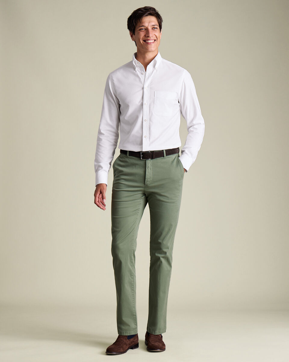 Green Slim Fit Washed Chinos