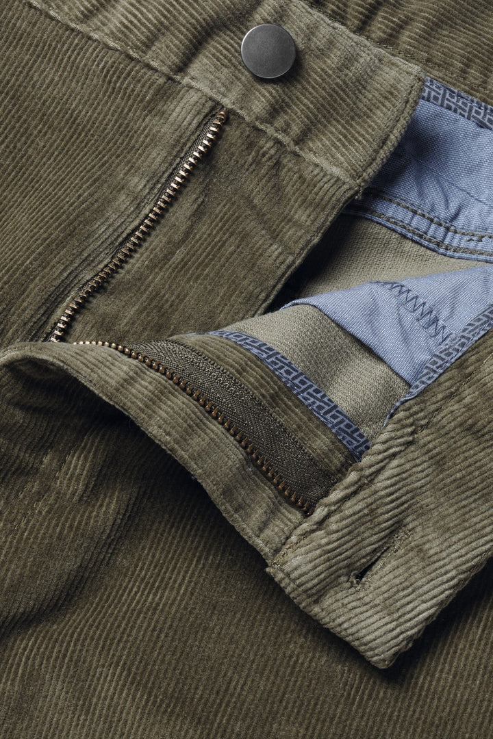 Olive Green Slim Fit 5 Pocket Cord Jeans