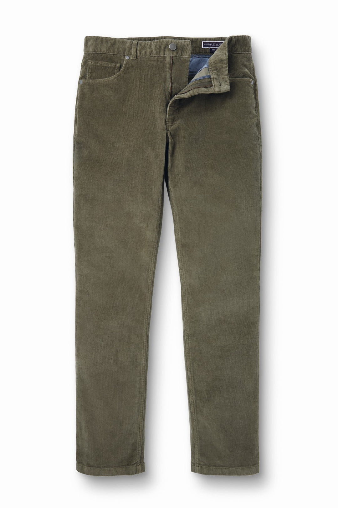 Olive Green Slim Fit 5 Pocket Cord Jeans