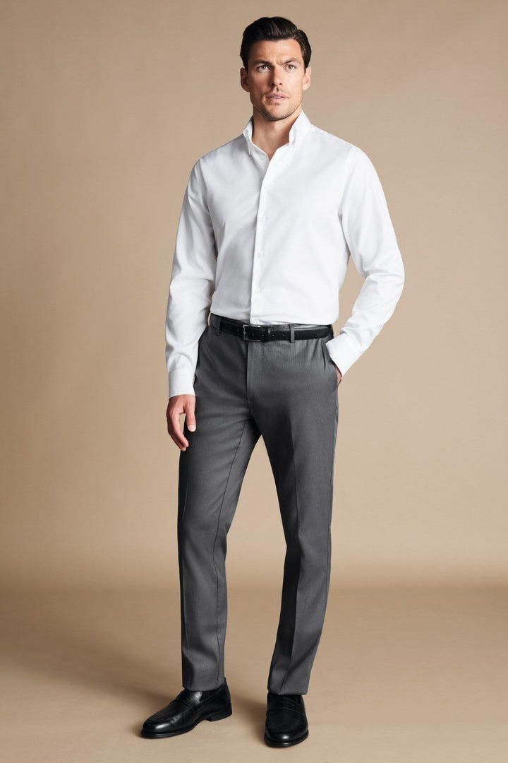 Charcoal Grey Slim Fit Smart Texture Trousers