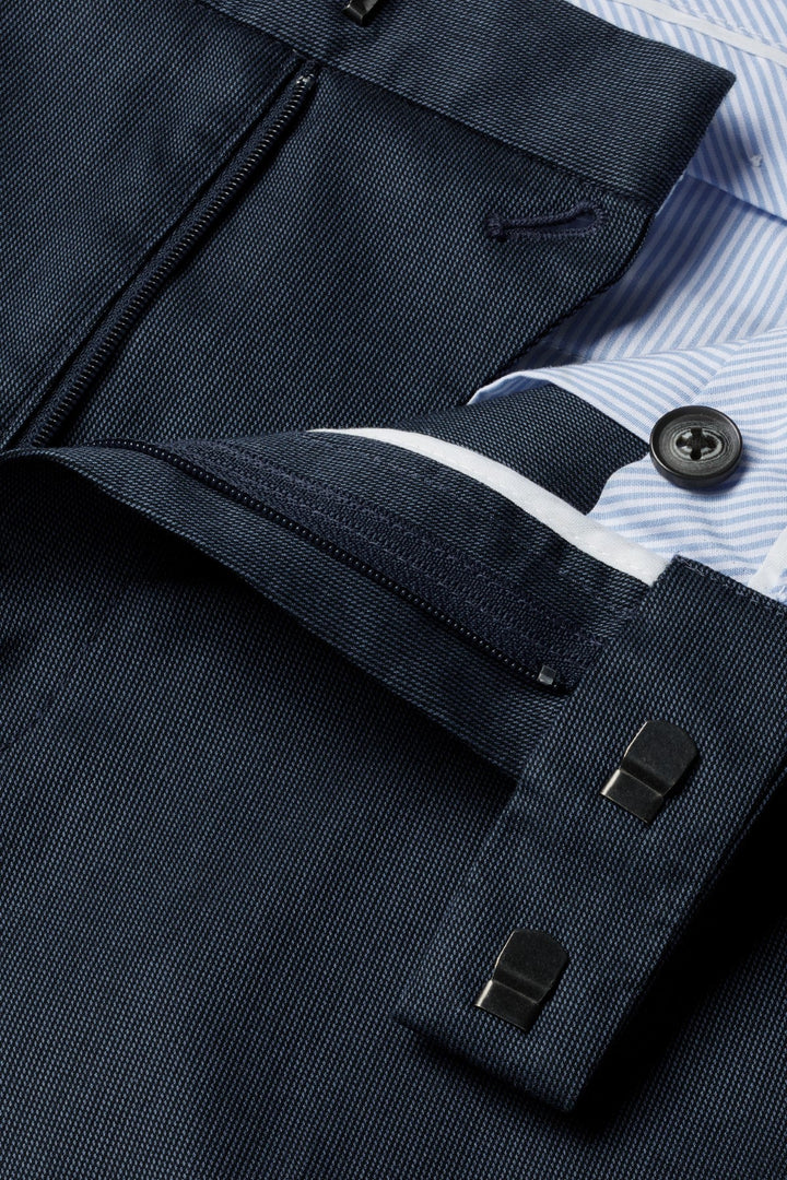 Denim Blue Classic Fit Smart Texture Trousers