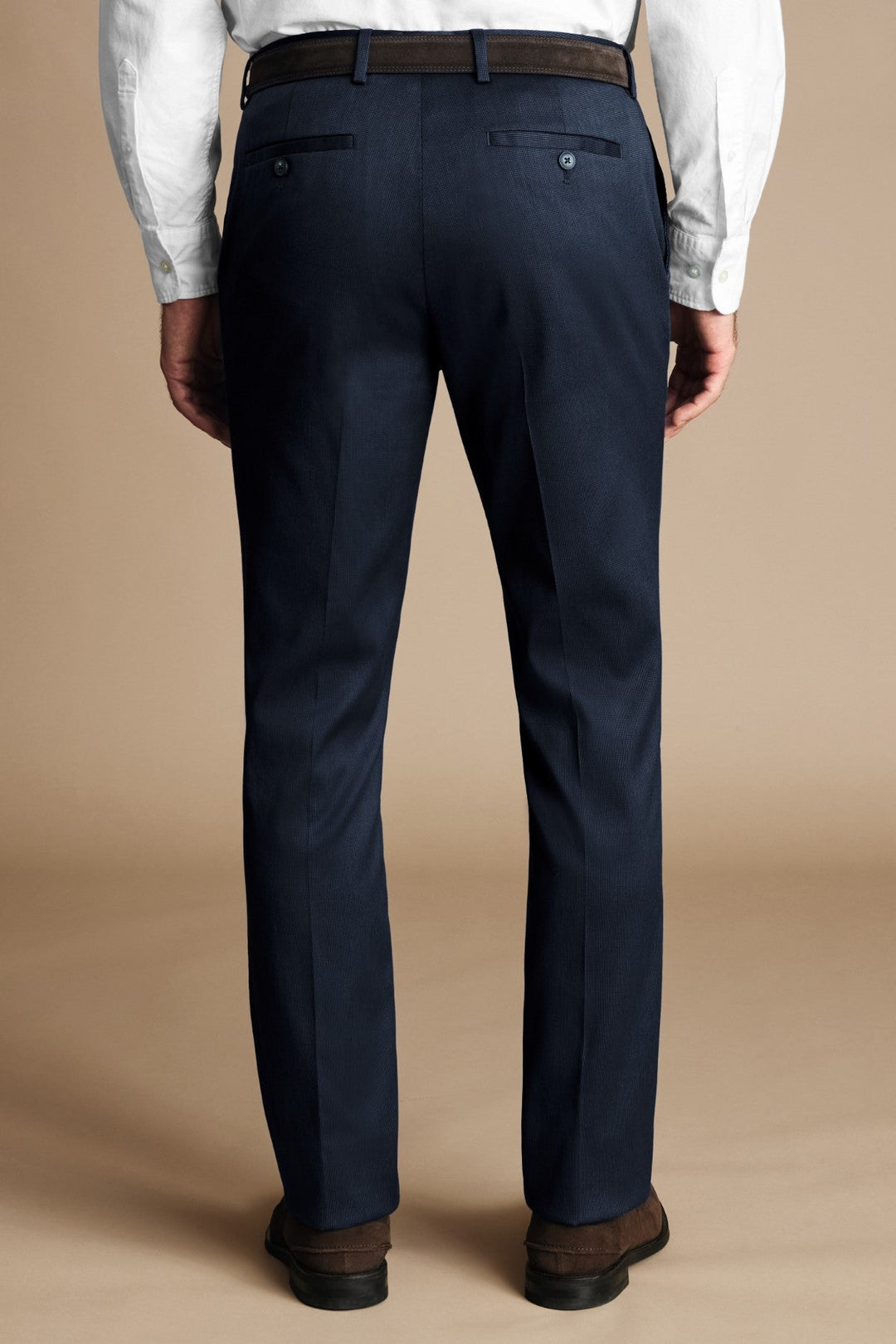 Denim Blue Classic Fit Smart Texture Trousers