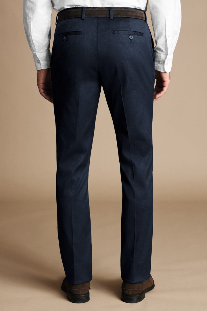 Denim Blue Classic Fit Smart Texture Trousers