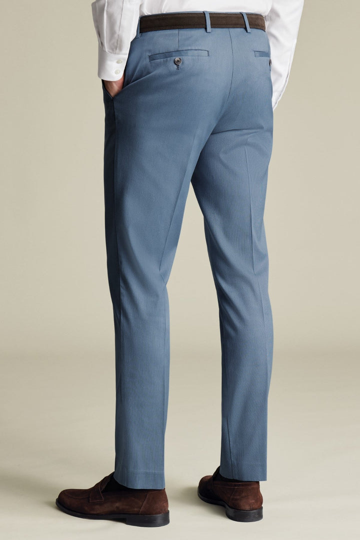 Airforce Blue Slim Fit Smart Texture Trousers