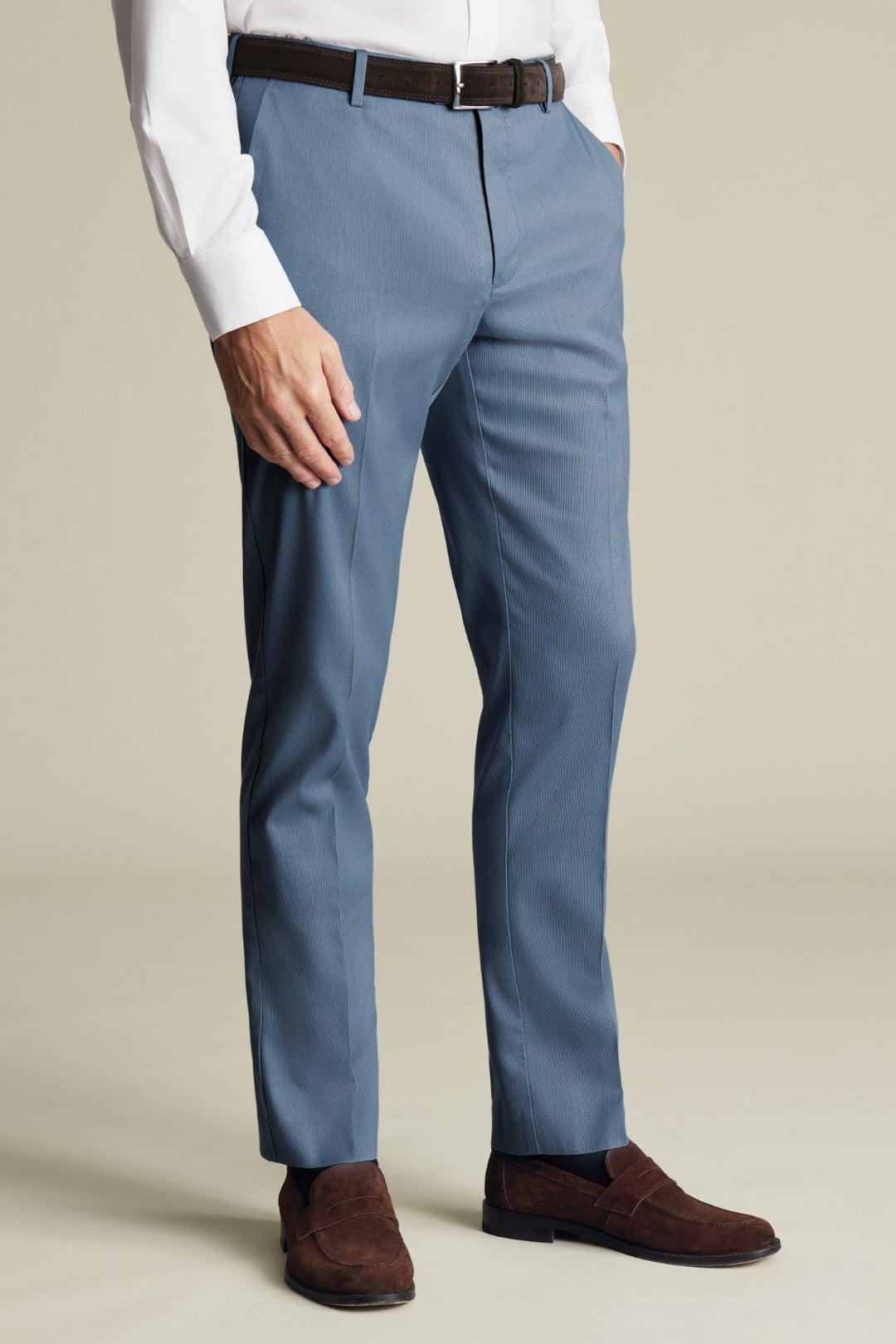 Airforce Blue Classic Fit Smart Texture Trousers