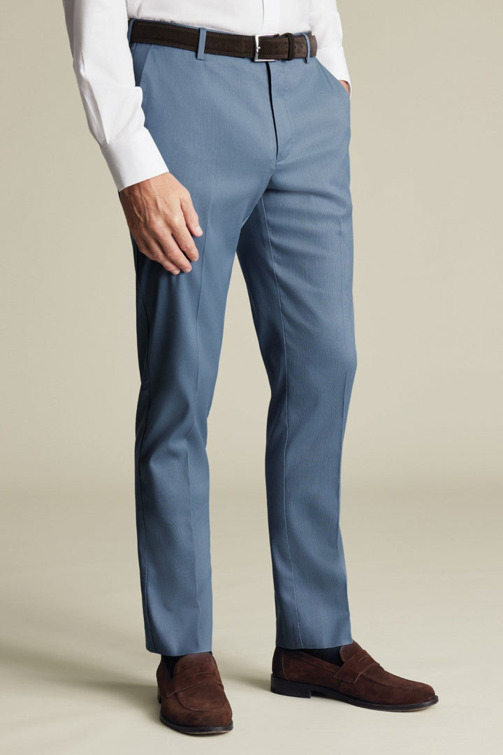 Airforce Blue Classic Fit Smart Texture Trousers