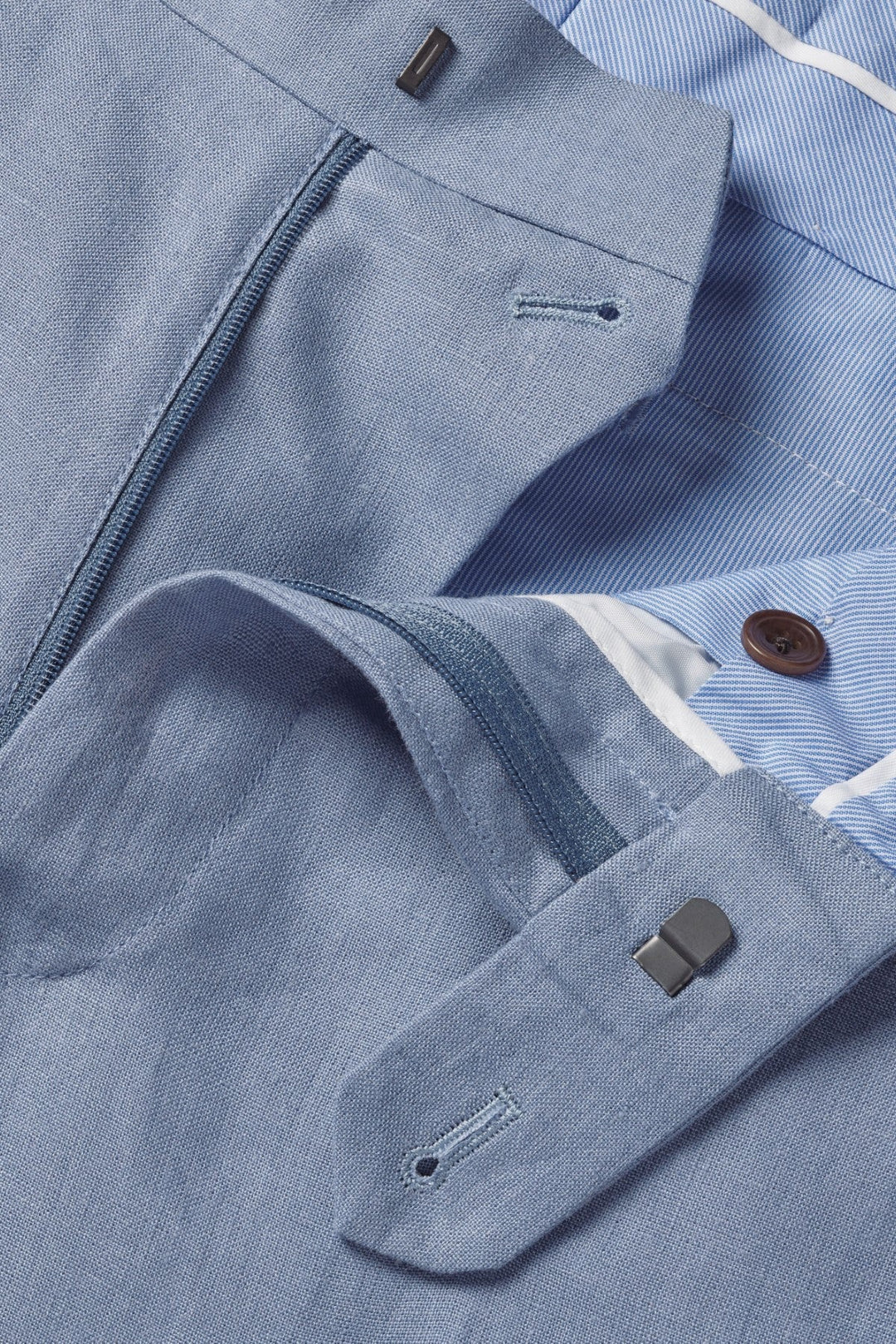 Airforce Blue Linen Slim Fit Trouser