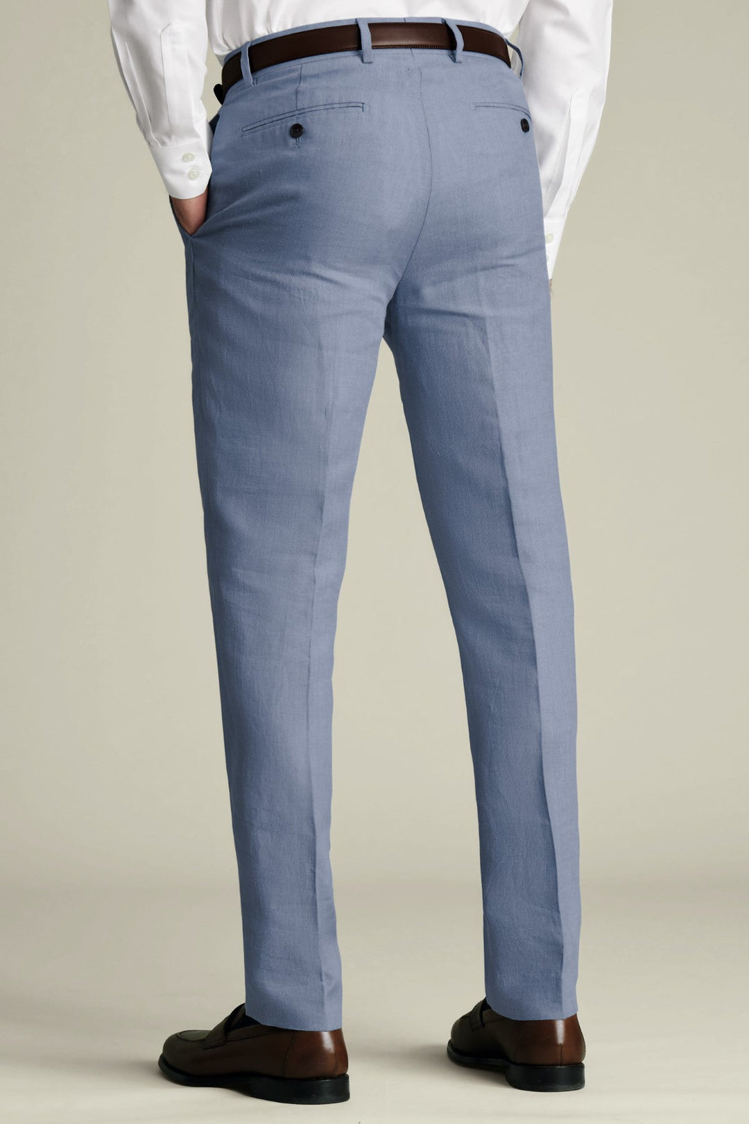 Airforce Blue Linen Slim Fit Trouser