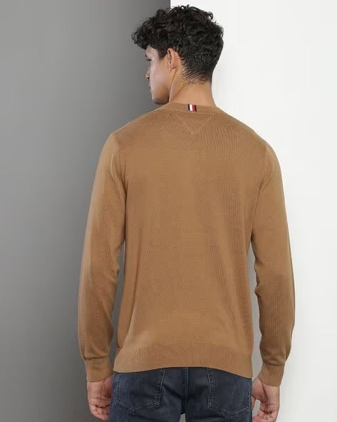 TH Men L/S Cotton Diamond Check V-N Jersey AT-SB-78J9352