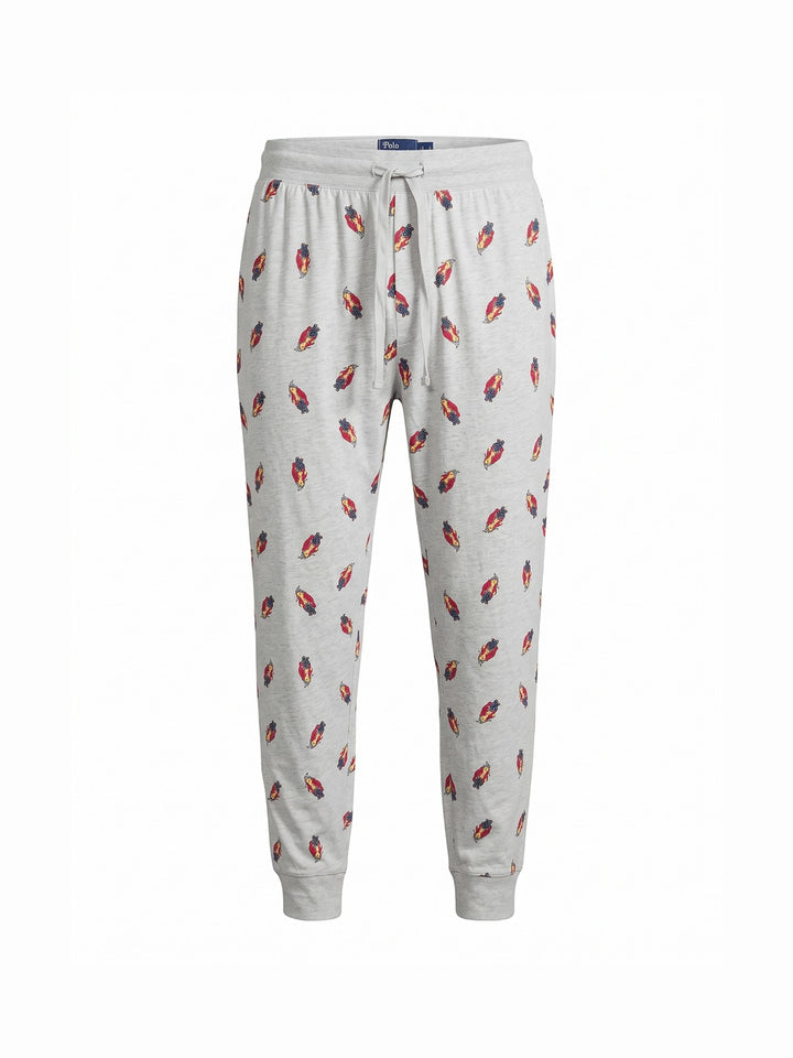 RL Men L/S (Bear Print )T-Shirt With Pajama (Black)