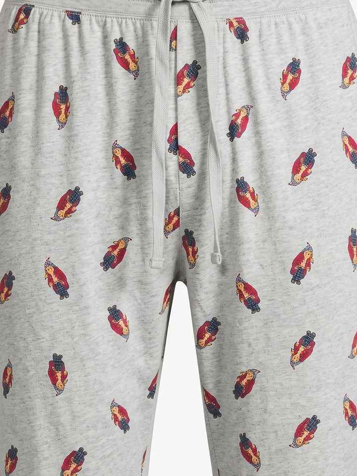 RL Men L/S (Bear Print )T-Shirt With Pajama (Black)