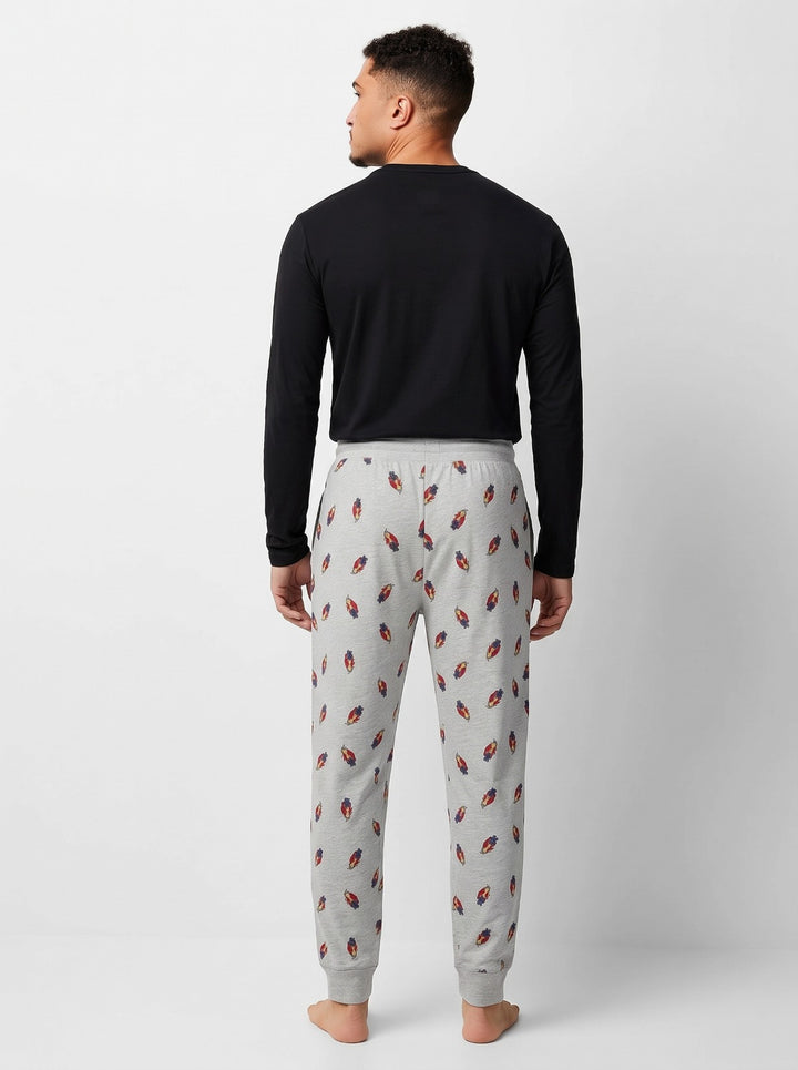 RL Men L/S (Bear Print )T-Shirt With Pajama (Black)
