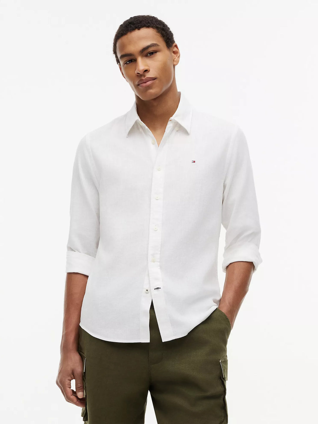 TH Men L/S Button Down Plain Shirt XM04090