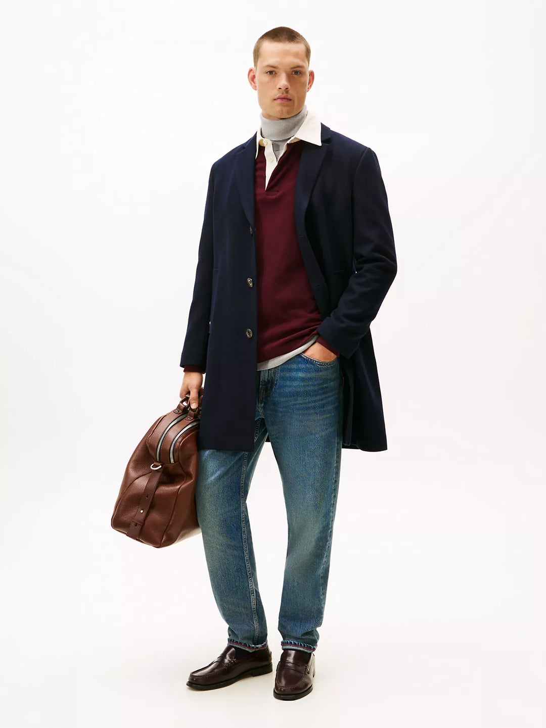 TH Men 3QTR Long Coat AT-SB-XM06111 (Navy)