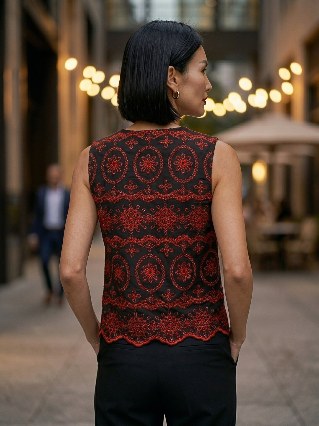 Iris Ladies V Neck Embroidery Top (OP)