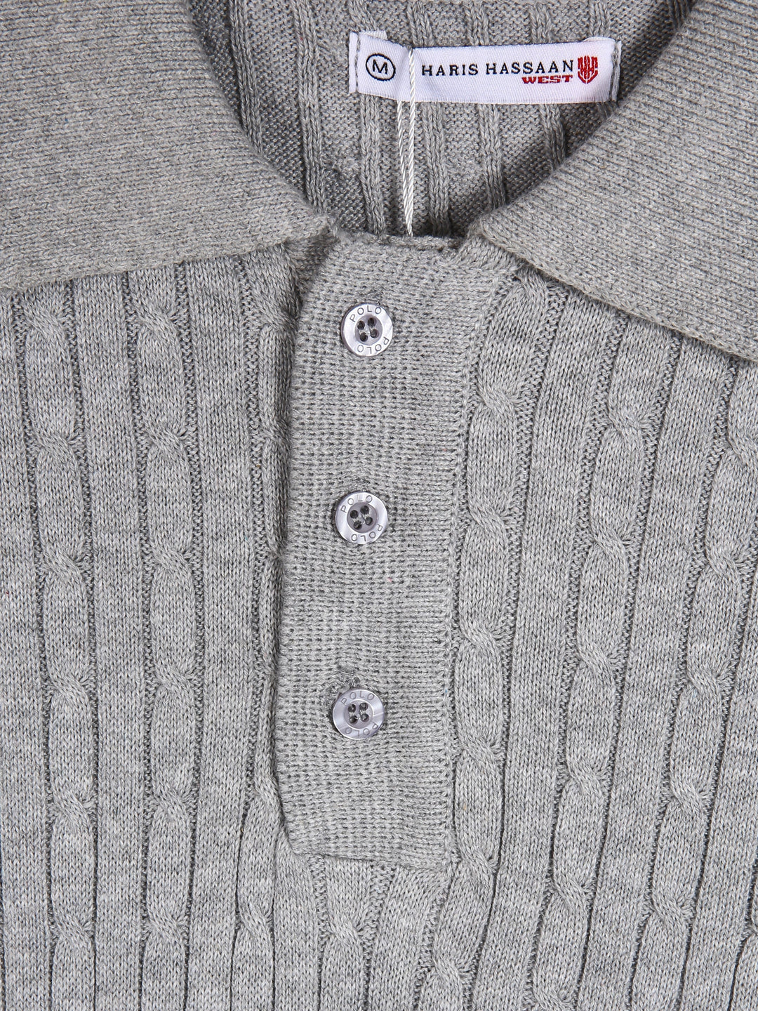 Cable Knitted Polo Short Sleeve Shirt