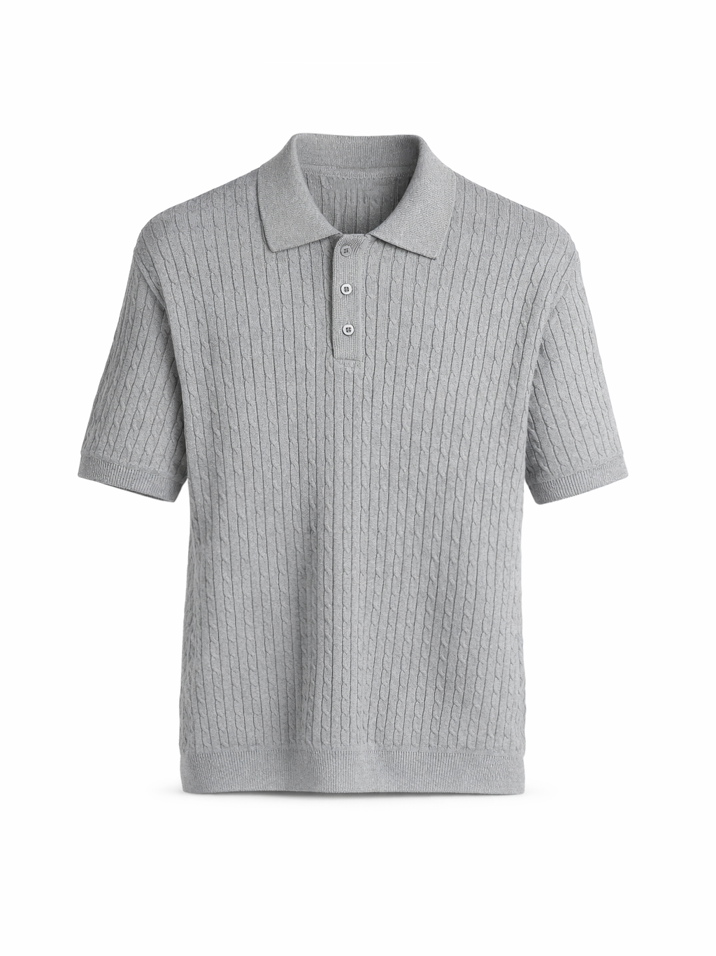Cable Knitted Polo Short Sleeve Shirt