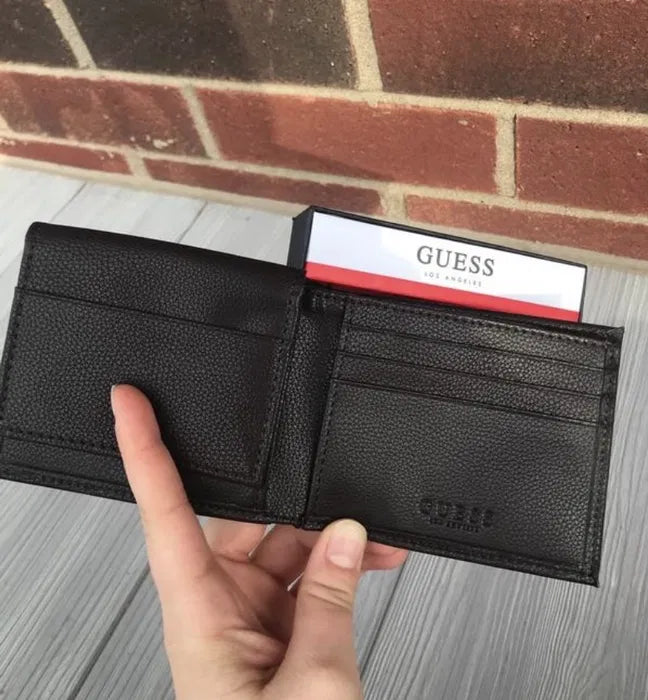 Guess Men Leather Wallet Black MT-31GO22C036