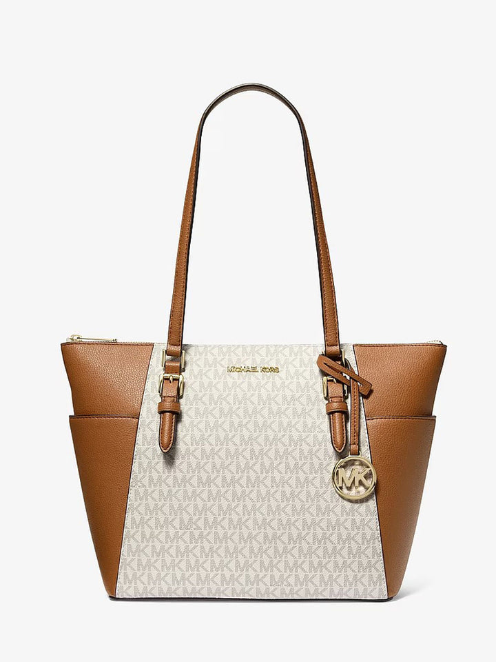 MK WOMEN SIG CHARLOTTE TRAVEL TOTE BAG 35T0GCFT3B VANILLA