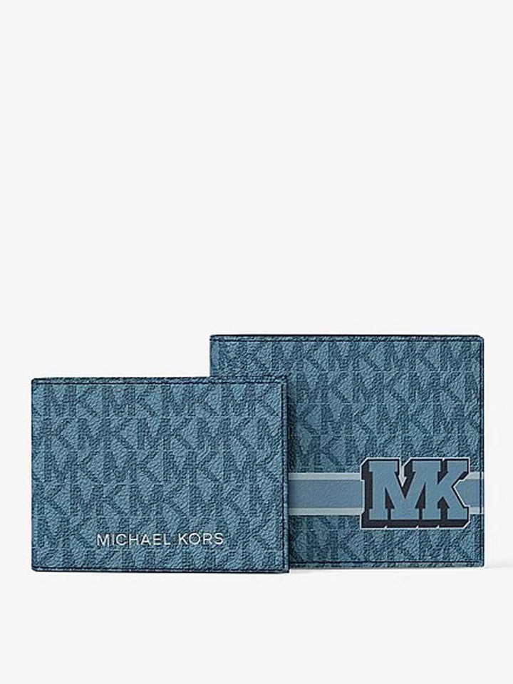 MK Men Cooper Logo Billfold Wallet With Passcase Denim 36T6LC0F20