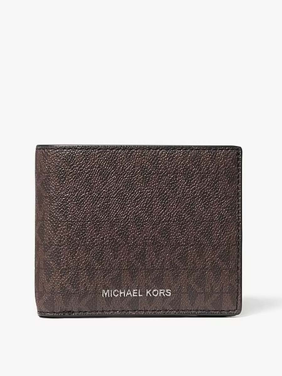 Michael Kors Men Cooper Logo Billfold Wallet With Passcase Brown&Black 36U9LCRF6B