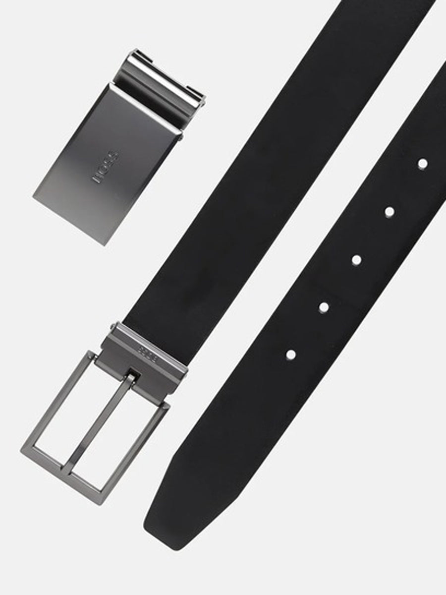 Boss Men Leather Reversible Belt With Two Buckles MT-50541866