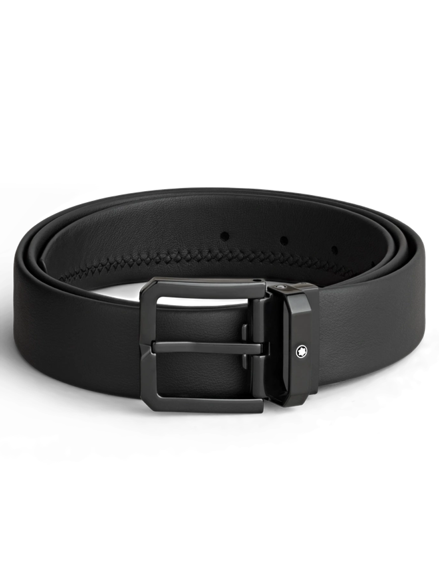 Horseshoe Buckle Black 35mm leather Belt MB199101