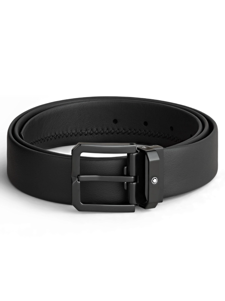 Horseshoe Buckle Black 35mm leather Belt MB199101