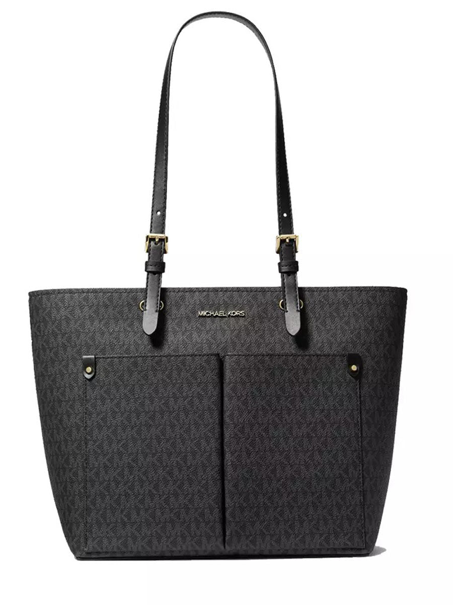 MK Sig Jet Set Travel Tote DBL PKT Bag 35F3GTVT3B Black
