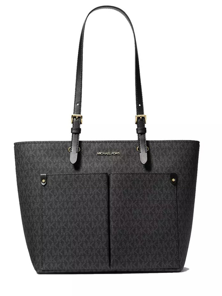 MK Sig Jet Set Travel Tote DBL PKT Bag 35F3GTVT3B Black