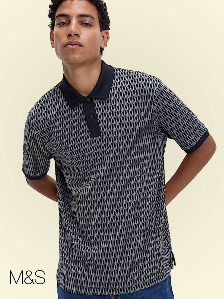 M&S Men S/S Textured Polo T28/2287M