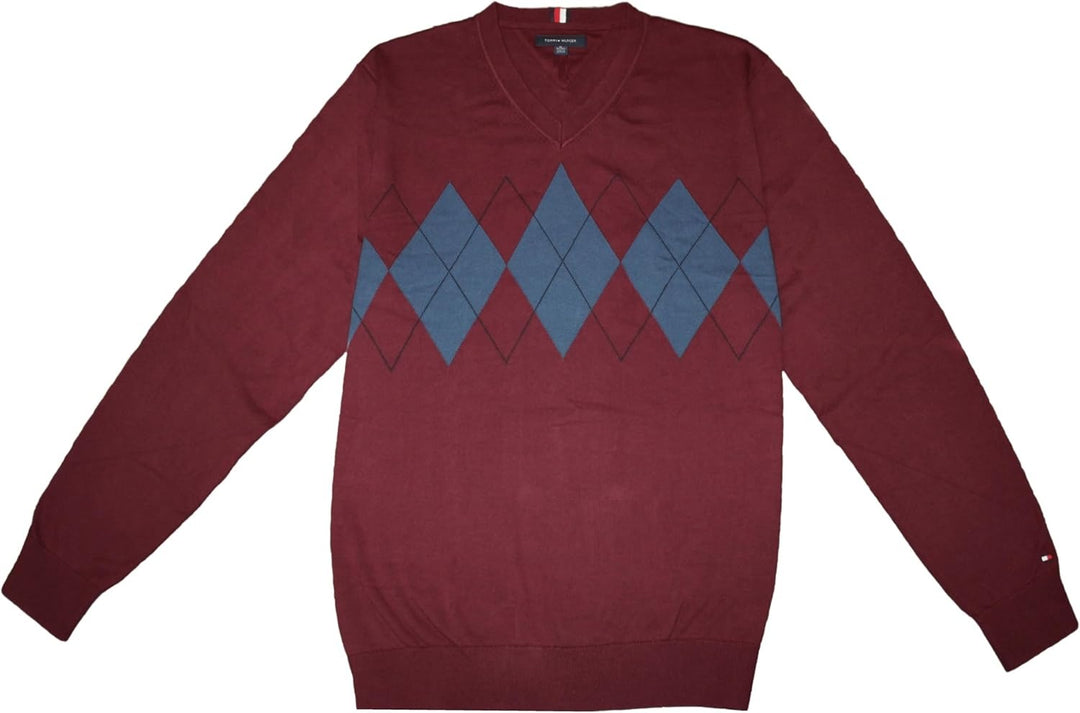 TH Men L/S Cotton Diamond Check V-N Jersey AT-SB-78J9352