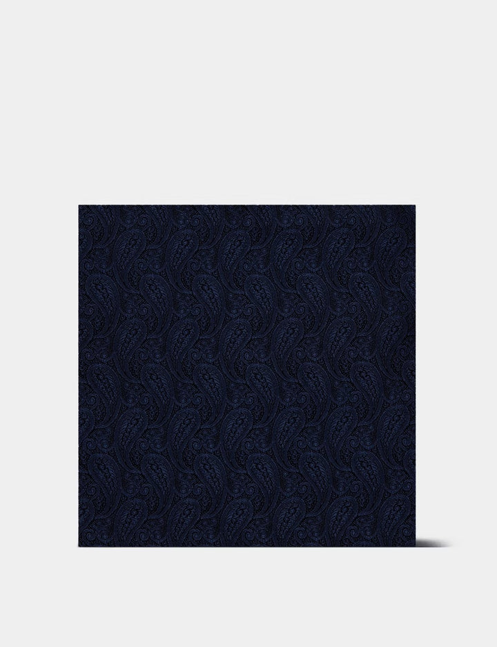 H & C Men Silk Paisley Design Pocket Hankies HADSA101 (Navy)