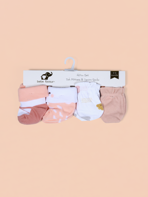 Bebe Favour Baby Mitten & Booties Set 4Pcs #BP71863 (S-25)