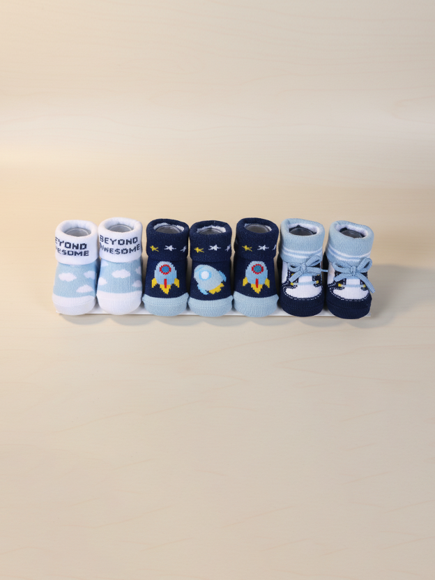 OK Baby Socks Booties Set 3Pk #KC71800 (S-25)