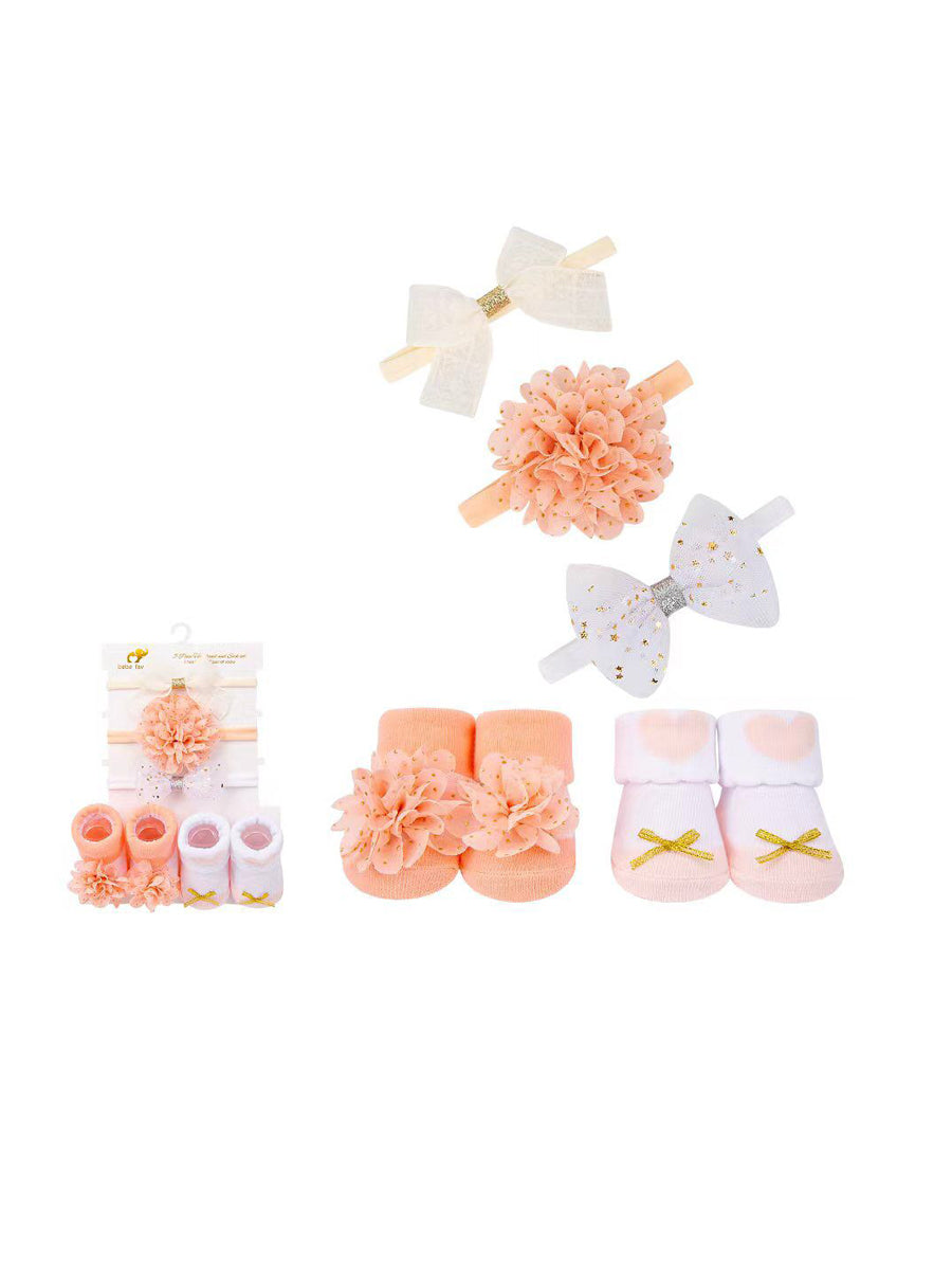 Bebe Favour Booties With Head Band 5Pcs #MP71871 (W-25)