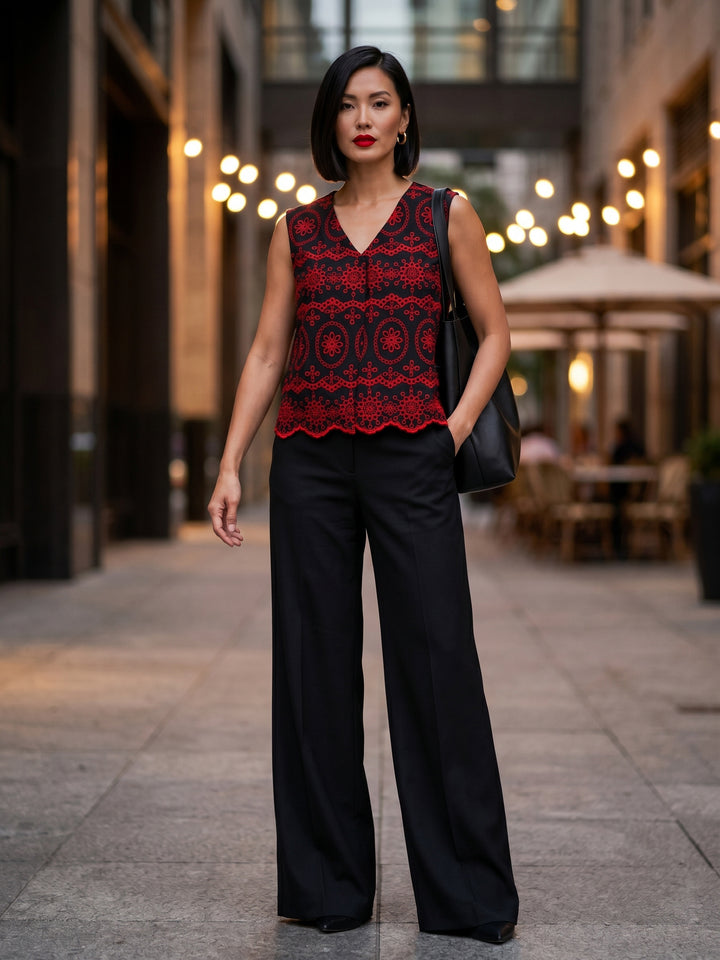 Iris Ladies V Neck Embroidery Top (OP)