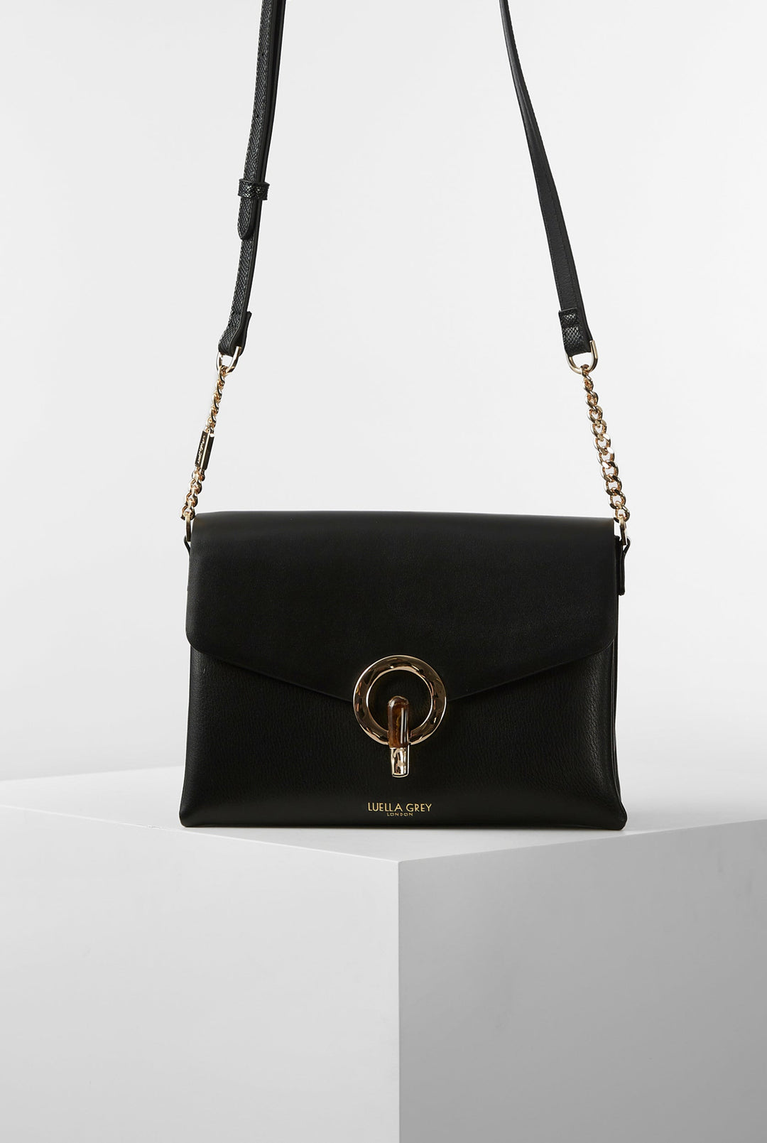 Anoushka Black Three Compartment Crossbody