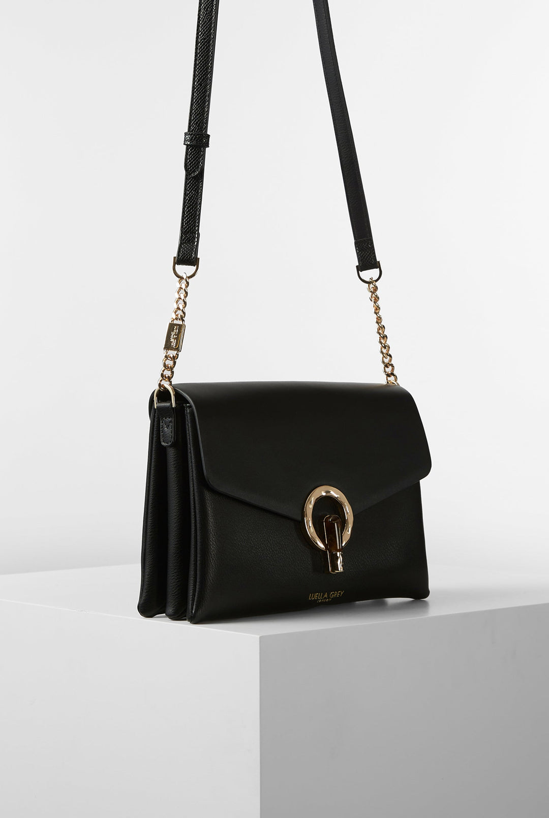 Anoushka Black Three Compartment Crossbody