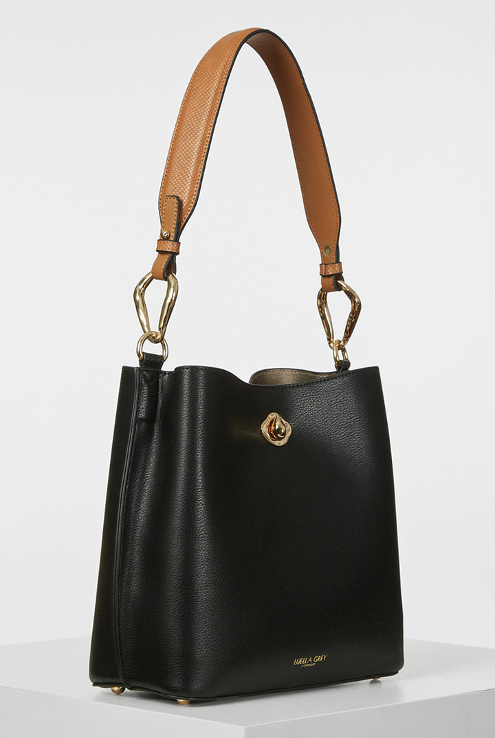 Celia Di Black/Camel Hobo Tote