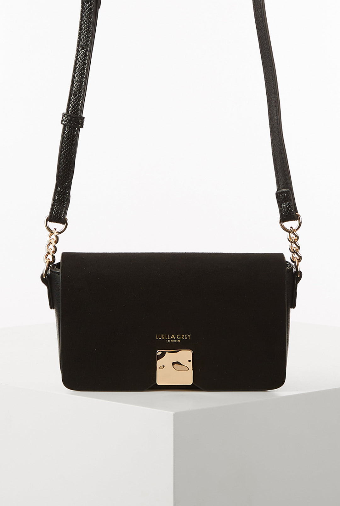 Fiona Black Square Molten Clasp Phone Bag