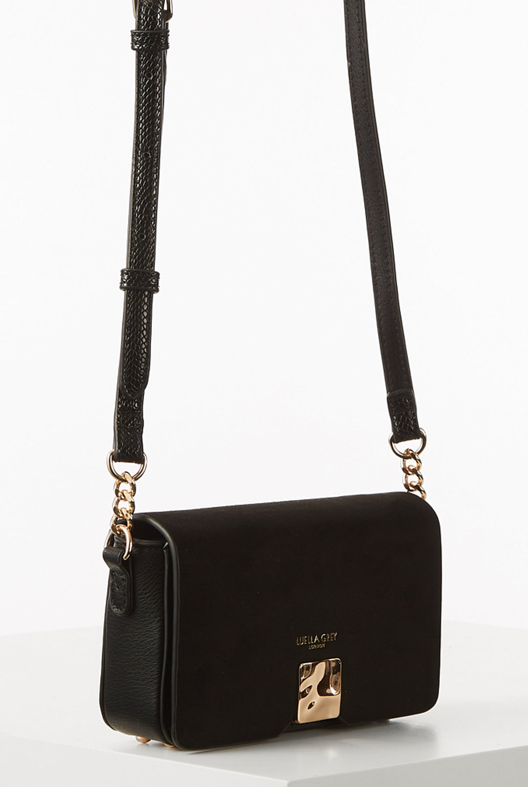 Fiona Black Square Molten Clasp Phone Bag