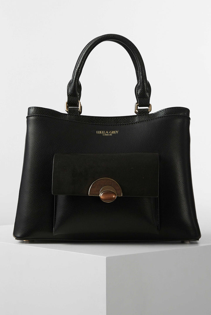 Harriet Black Front Pocket Tote