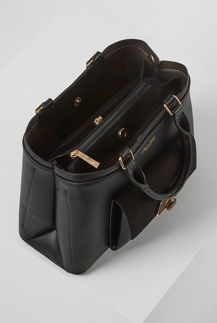 Harriet Black Front Pocket Tote