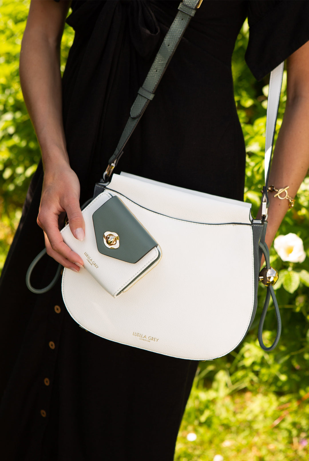 Hettie White/Sea Green Purse - Main Image