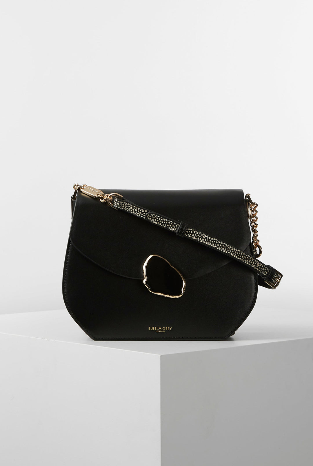 Lily Black Enamel Clasp Crossbody