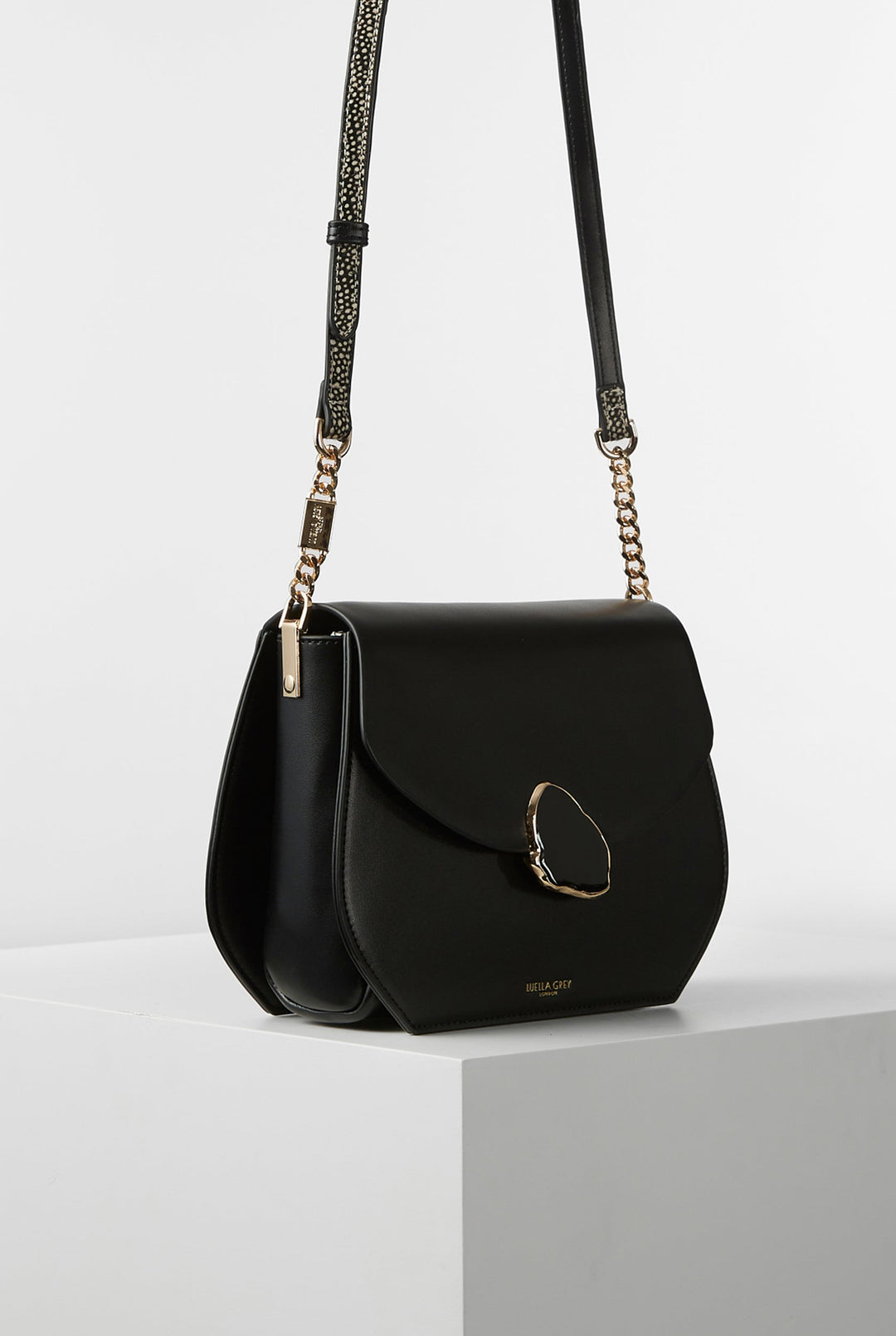 Lily Black Enamel Clasp Crossbody