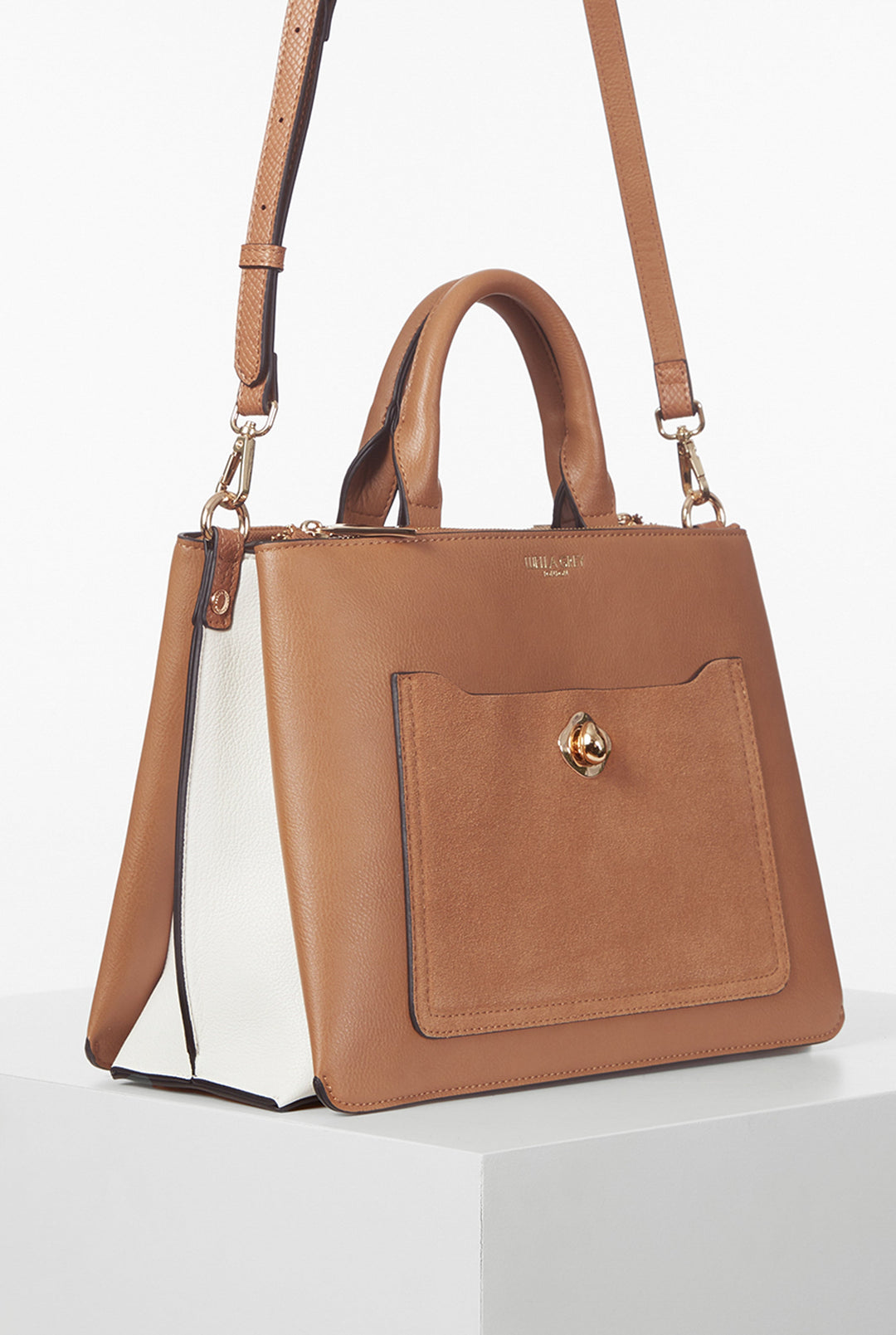 Olympia Camel/White Tote