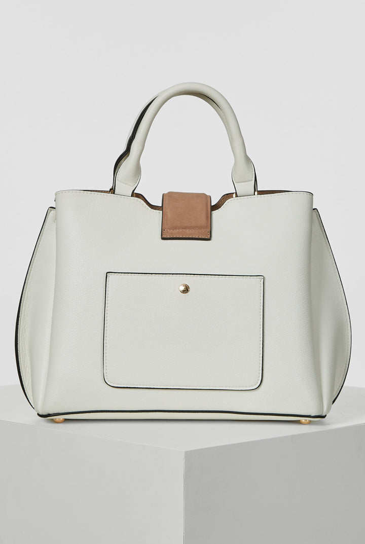 Orlanda White/Mocha Tote