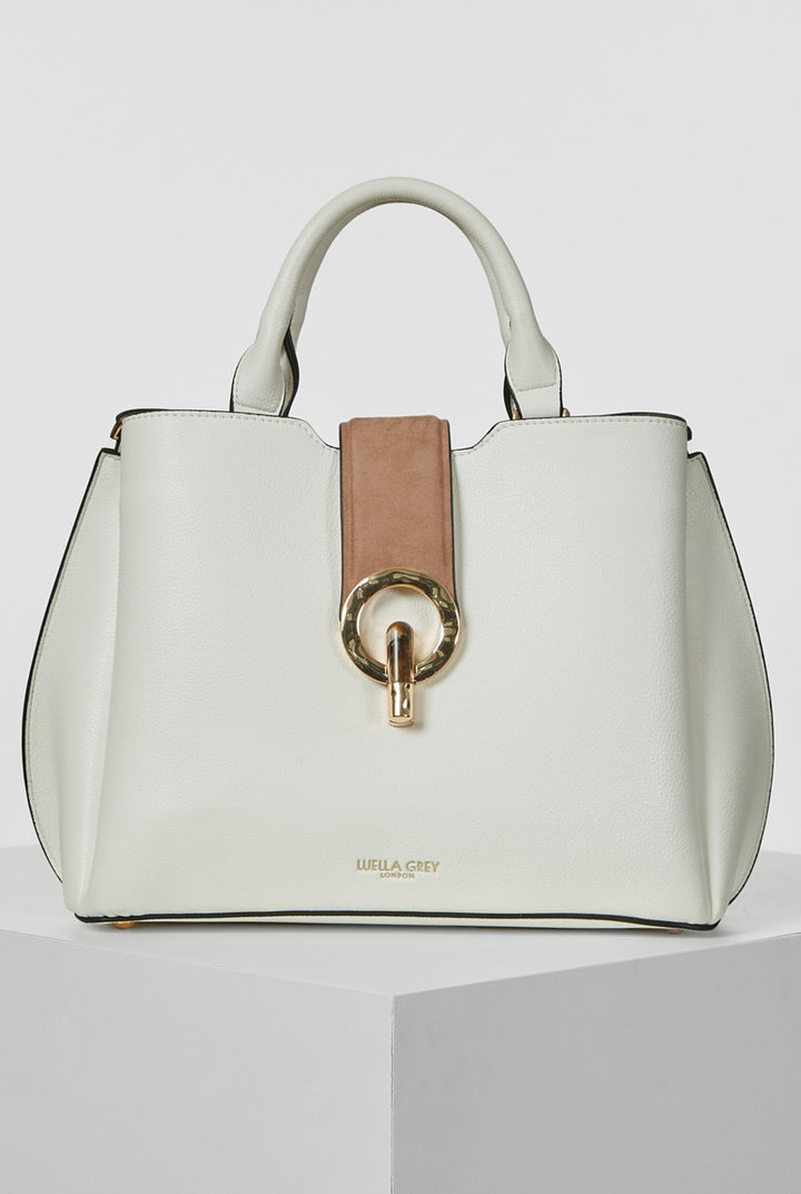 Orlanda White/Mocha Tote